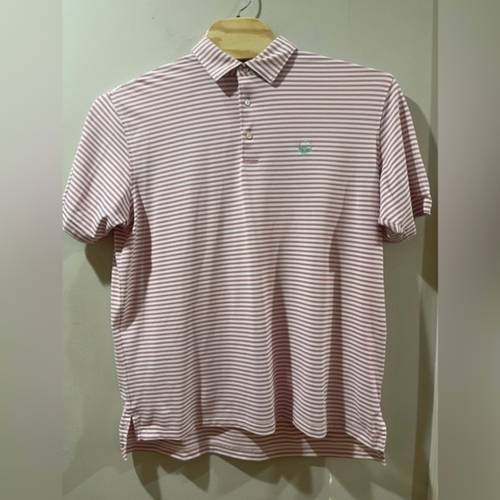 Peter millar summer comfort red gray and white striped‎ XL Polo